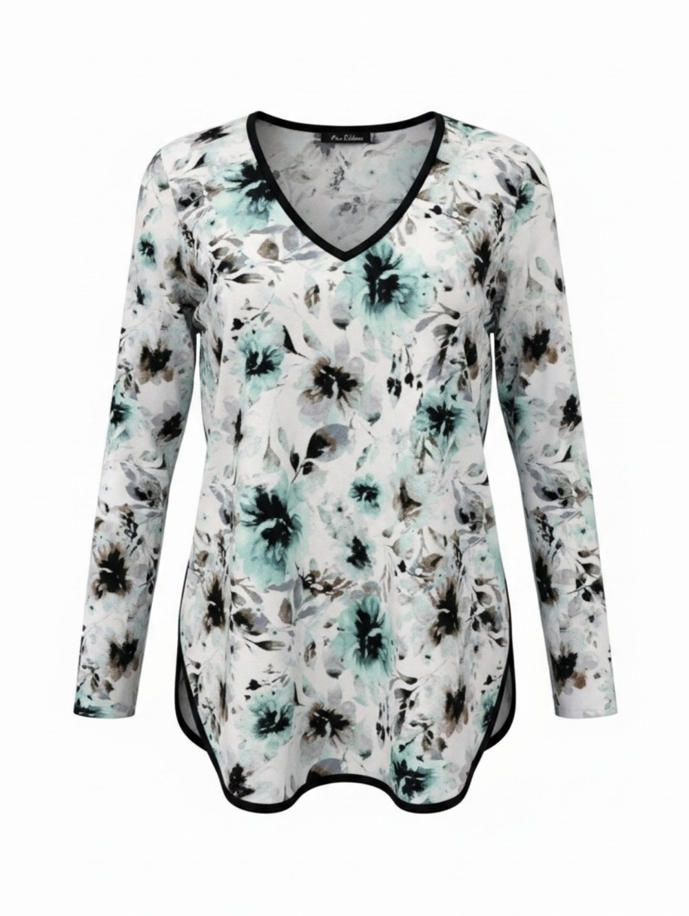 Nue Options Womens Mint and Black Trim Floral Size Xl